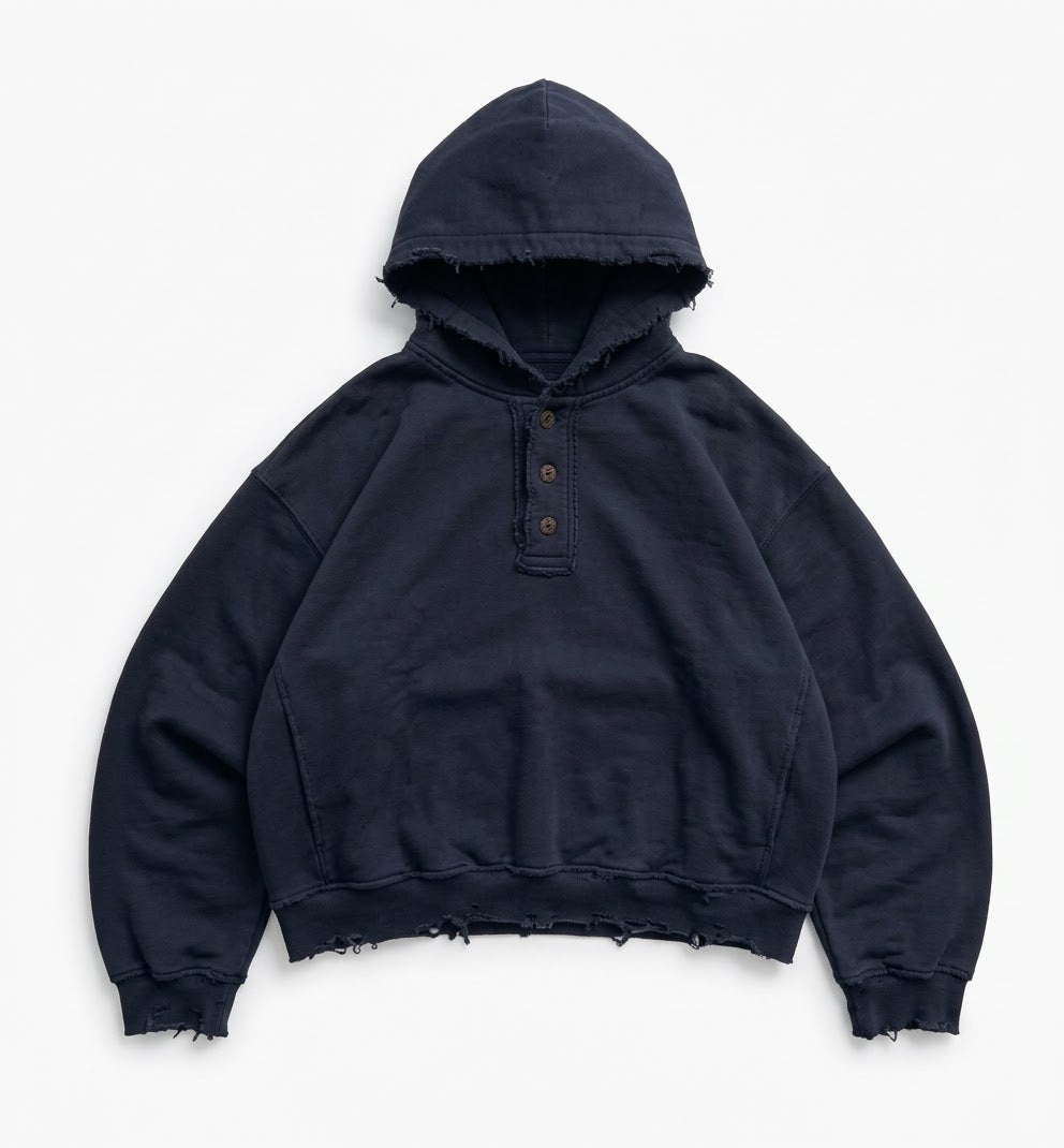 Henley Hoodie — Navy