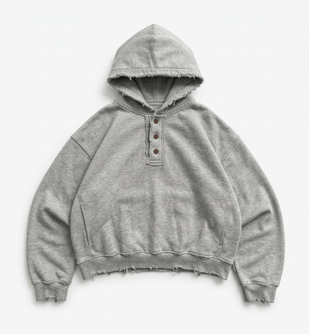 Henley Hoodie — Heather Gray